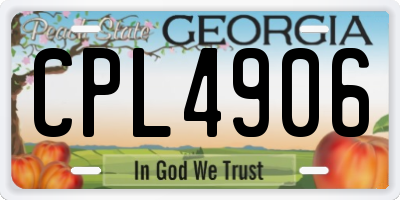 GA license plate CPL4906