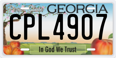 GA license plate CPL4907