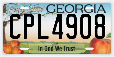 GA license plate CPL4908