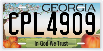 GA license plate CPL4909
