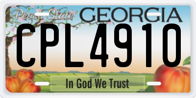 GA license plate CPL4910