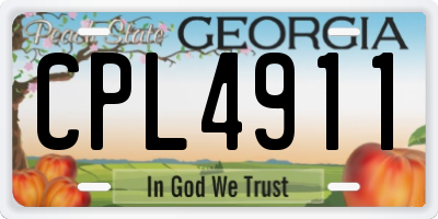 GA license plate CPL4911