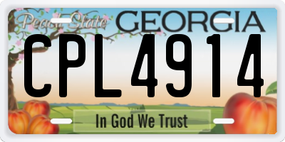 GA license plate CPL4914