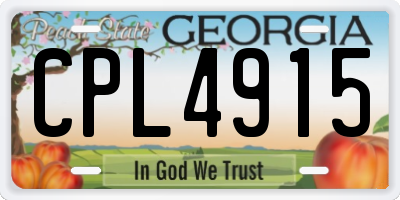 GA license plate CPL4915