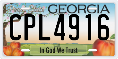 GA license plate CPL4916