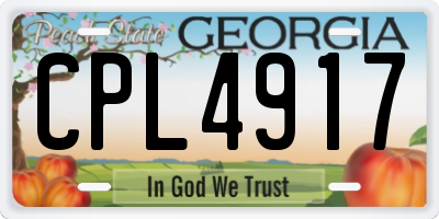 GA license plate CPL4917