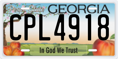 GA license plate CPL4918