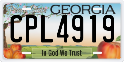 GA license plate CPL4919