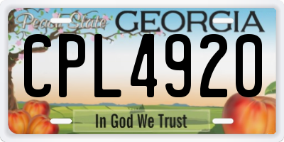 GA license plate CPL4920