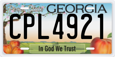 GA license plate CPL4921