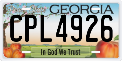GA license plate CPL4926