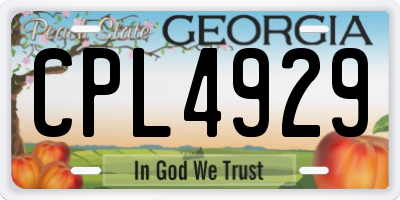 GA license plate CPL4929