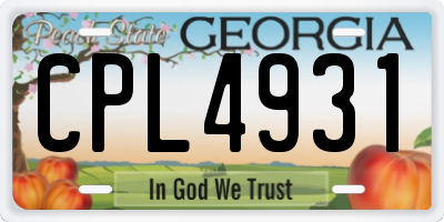 GA license plate CPL4931