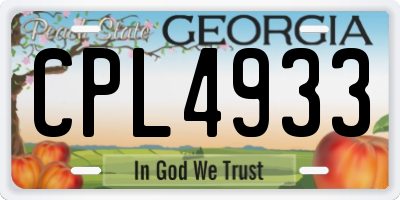 GA license plate CPL4933