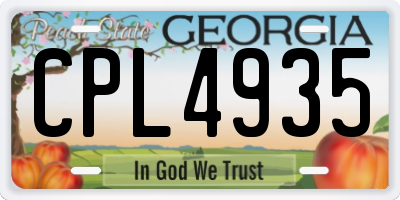 GA license plate CPL4935