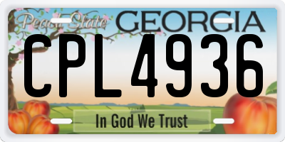 GA license plate CPL4936