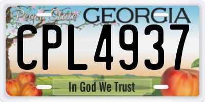 GA license plate CPL4937