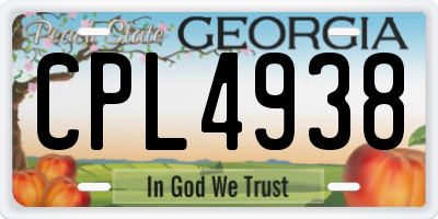 GA license plate CPL4938