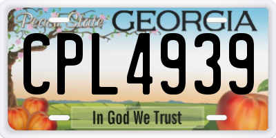 GA license plate CPL4939