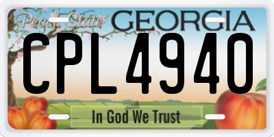 GA license plate CPL4940