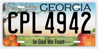 GA license plate CPL4942