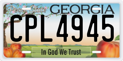 GA license plate CPL4945