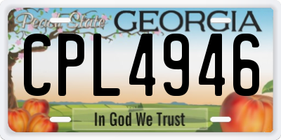 GA license plate CPL4946
