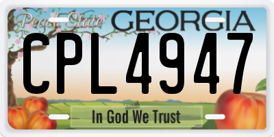GA license plate CPL4947