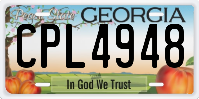 GA license plate CPL4948