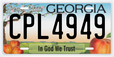 GA license plate CPL4949