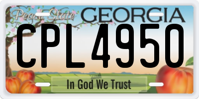 GA license plate CPL4950