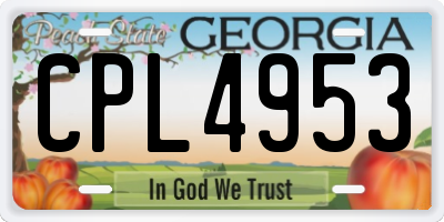 GA license plate CPL4953