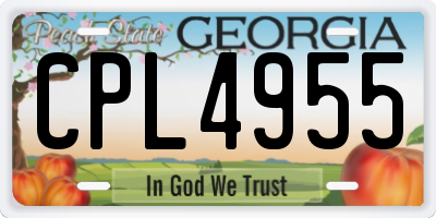 GA license plate CPL4955