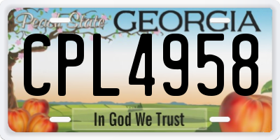 GA license plate CPL4958