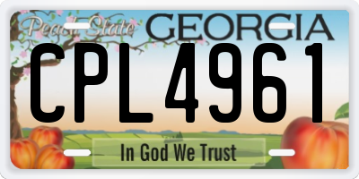 GA license plate CPL4961