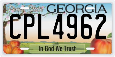 GA license plate CPL4962