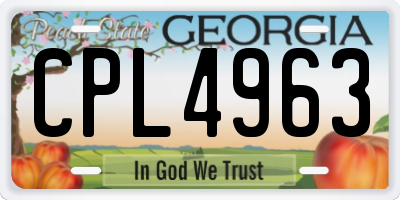 GA license plate CPL4963