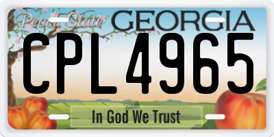 GA license plate CPL4965