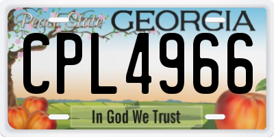 GA license plate CPL4966