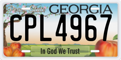GA license plate CPL4967
