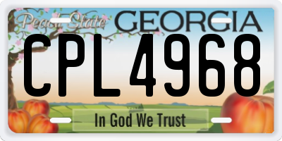 GA license plate CPL4968
