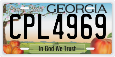 GA license plate CPL4969