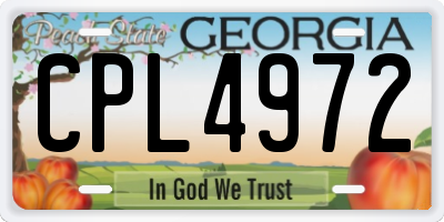 GA license plate CPL4972