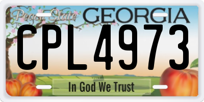 GA license plate CPL4973