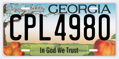 GA license plate CPL4980