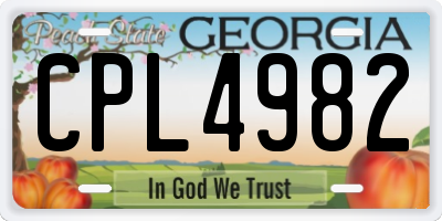 GA license plate CPL4982