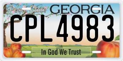 GA license plate CPL4983