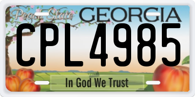 GA license plate CPL4985