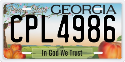 GA license plate CPL4986