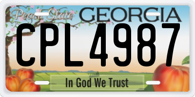 GA license plate CPL4987
